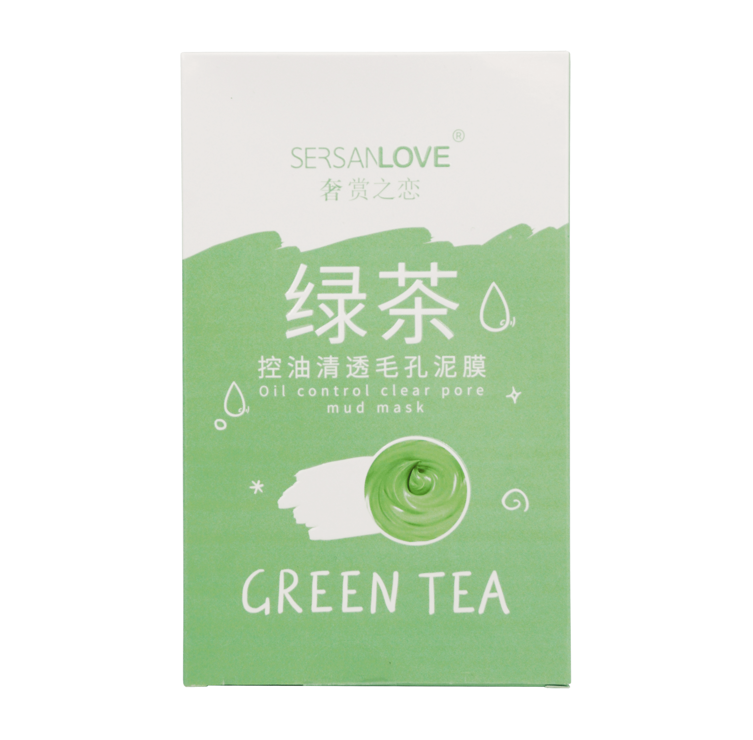 Sersanlove маска для лица грязевая для жирной кожи с Зеленым чаем Green Tea, 110 г