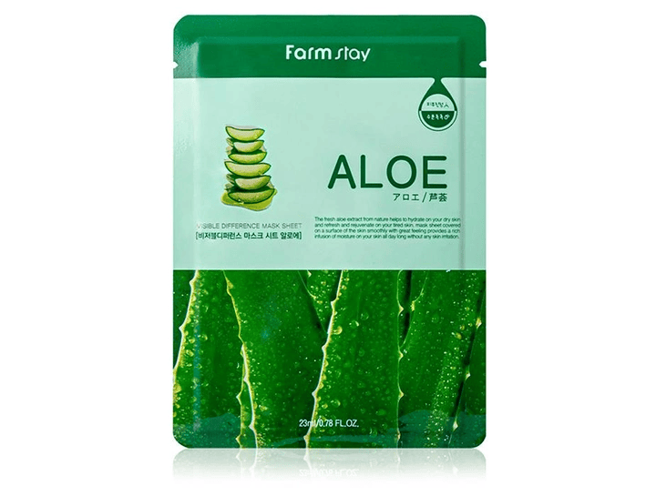 Маска тканевая для лица FarmStay з екстрактом алое Aloe Visible Difference, 23мл
