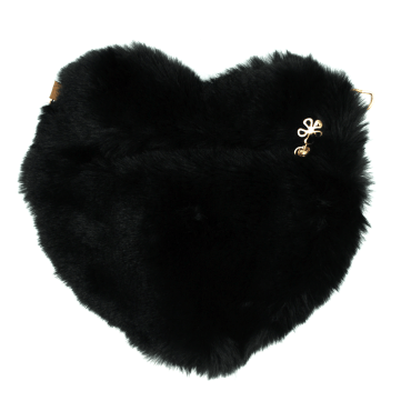 Сумка-сердце из искусственного меха, черная