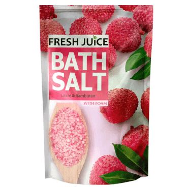Соль для ванн Fresh Juice с пеной Личи и рамбутан дой-пак, 500 мл