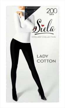 SIELA Колготи жіночі LADY COTTON щільність 200-nero, розмір 3,1 упаковка