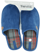 Тапочки Twins&Ko домашние мужские вельвет/клетка синий размер 42/43