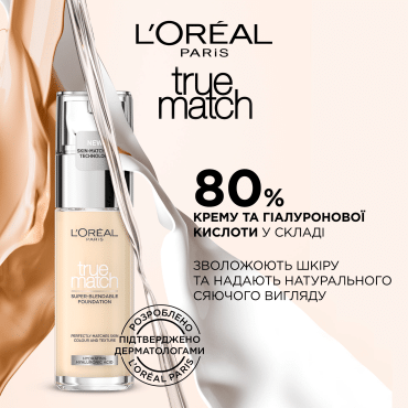 Тональний крем легкий L’Oréal Paris True Match з гіалуроновою кислотою 3.D/3.W, 30 мл фото 5