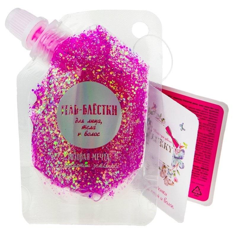 Гель-блестки Lukky для тела, волос, лица, цвет розовый, 40 мл.