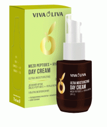 Viva Oliva крем для лица увлажняющий из SPF-15 Mezo Peptides+Hyaluron, 75 мл