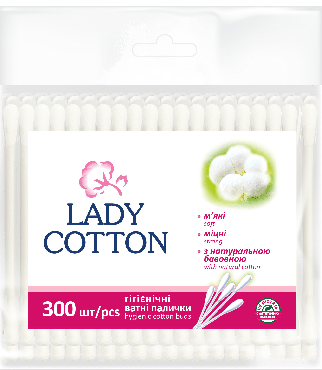Lady Cotton ватні палички п/е, 300шт фото 1