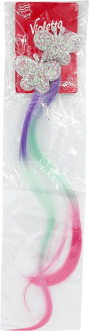 Затискач для волосся Violetta дитячий з метеликами та різнокольоровими пасмами 2 шт