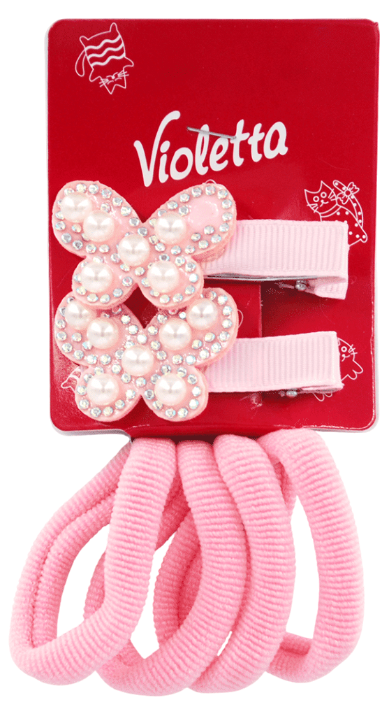 Набір для волосся Violetta дитячий 2 затиска + 4 резинки — фото 1