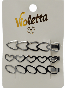 Невидимки для волос Violetta металлические с цепочками в форме сердец 3 шт