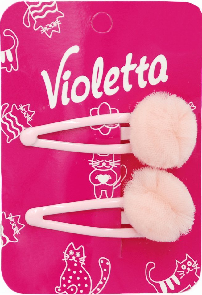 Заколки-хлопавки Violetta з пухнастими помпонами 2 шт
