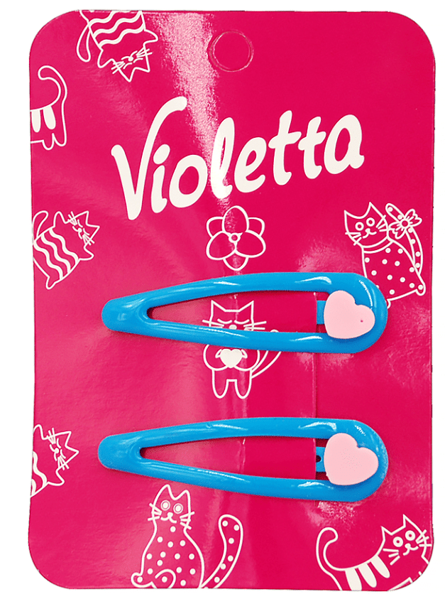 Дитячі заколки-хлопавки для волосся Violetta з рожевими серцями 2 шт