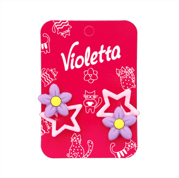 Violetta Дитячі заколки-хлопавки  для волосся з квітами та зірками, 2шт