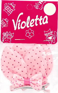 Дитячі заколки-хлопавки Violetta для волосся з рожевими бантиками в горошок 2 шт