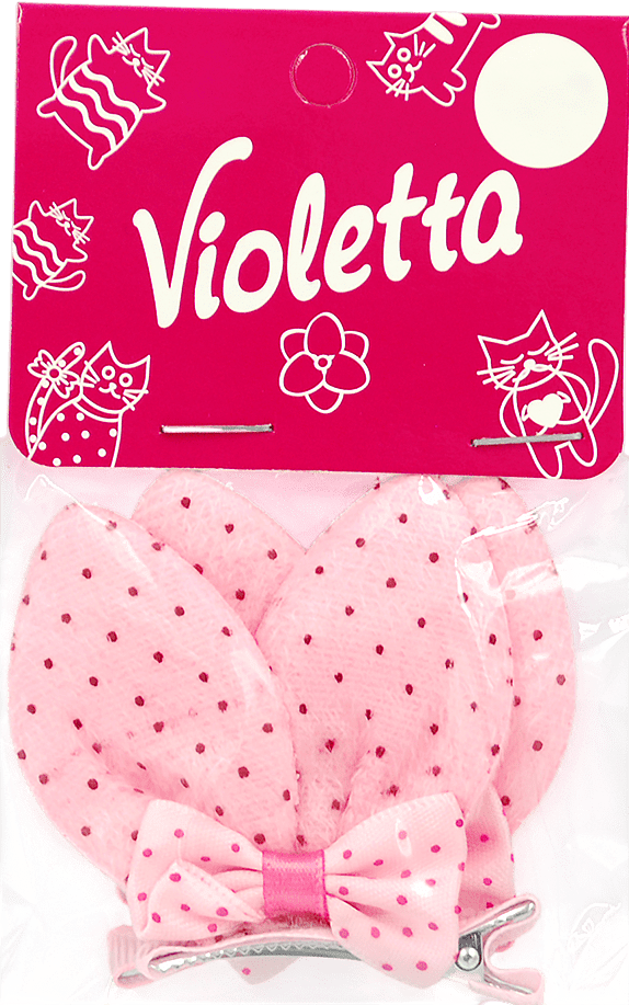 Дитячі заколки-хлопавки Violetta для волосся з рожевими бантиками в горошок 2 шт — фото 1
