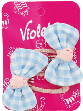 Заколочки для волос детские Violetta с бантиками в клеточку 2 шт