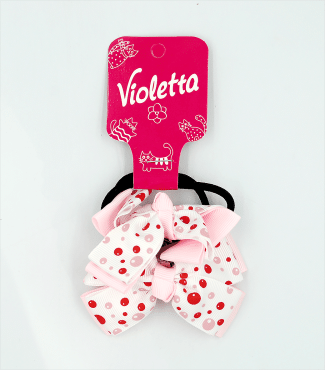 Violetta Детские яркие резинки  для волос с  бантиками в горошек, 2шт