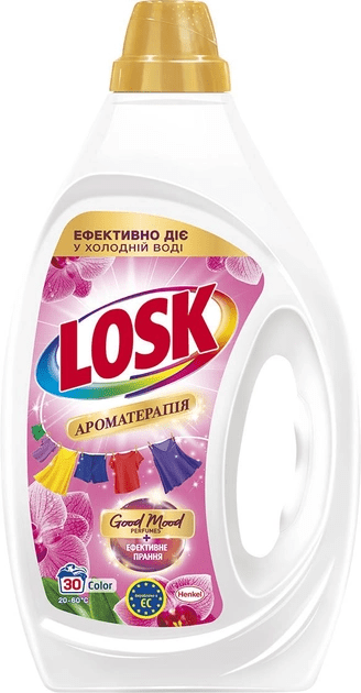 Гель для прання Losk Ароматерапія Color Ефірні масла та аромат Малазійської квітки 30 циклів прання 1.35 л (9000101803921)