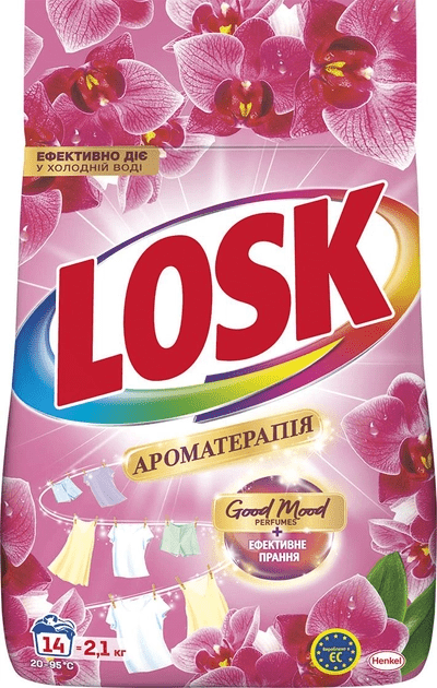 Пральний порошок Losk Ароматерапія Color Ефірні масла та аромат Малазійської квітки 2.1 кг
