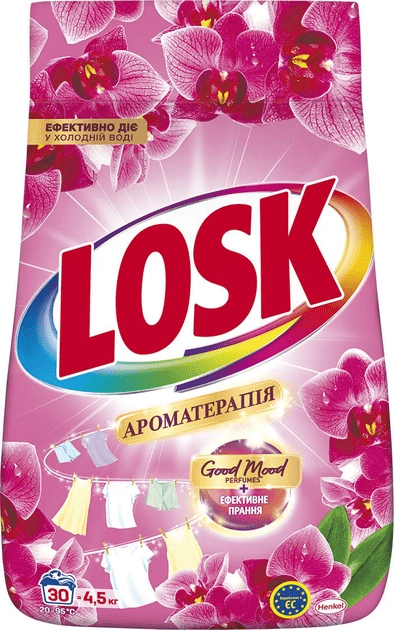 Пральний порошок Losk Ароматерапія Автомат Ефірні масла та аромат Малазійської квітки 30 циклів прання 4.5 кг (9000101805604)