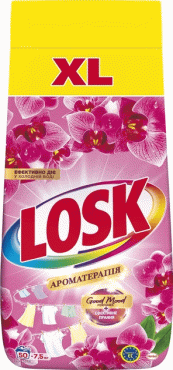 Losk стиральный порошок по авт. Ароматерапия Эфирные масла и аромат Малазийского цветка, 7.5кг
