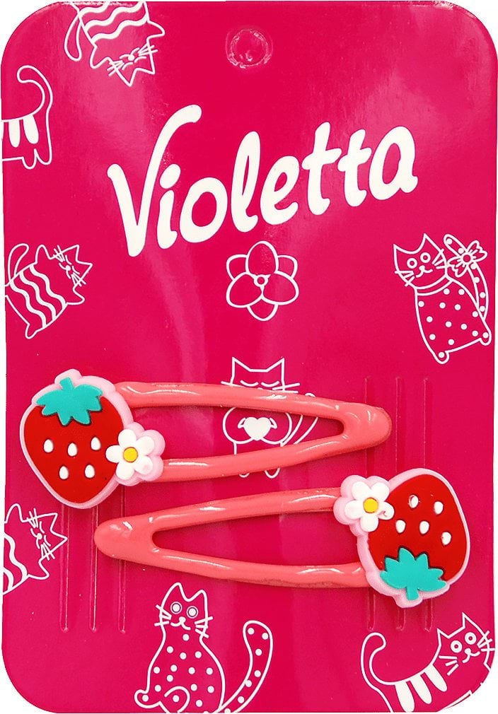 Заколки-хлопавки Violetta дитячі для волосся полунички 2 шт