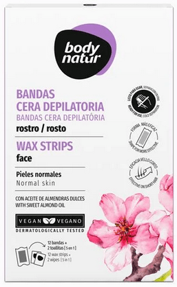 Body Natur воскові смужки для депіляції обличчя, 12 смужок+2 серветки
