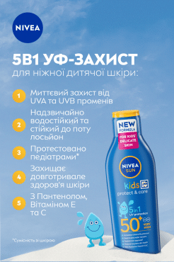 Nivea Sun лосьон солнцезащитный детский Защита и уход SPF50+, 200 мл фото 4