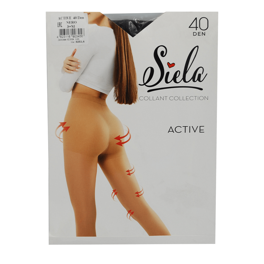 Колготки жіночі моделюючі з утягуючими шортиками Siela Active 40 Den, розмір 3, колір Nero