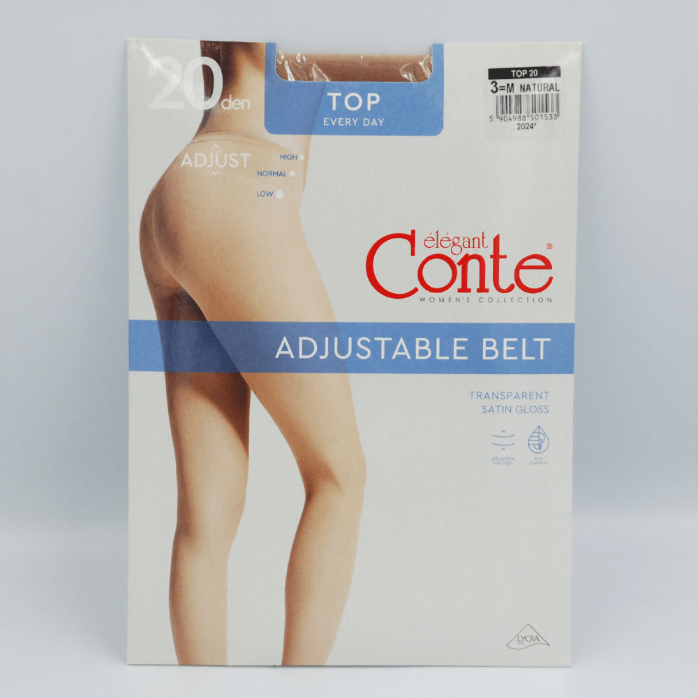 Колготки жіночі з широким поясом Conte TOP 20 Den, розмір 3, Natural