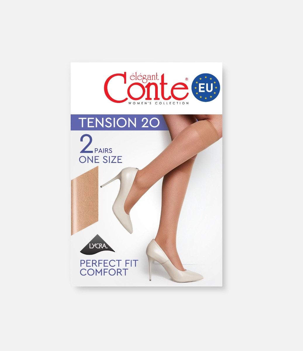 Жіночі гольфи Conte TENSION 20 Den, 2 пари, розмір 23–25,  Bronz