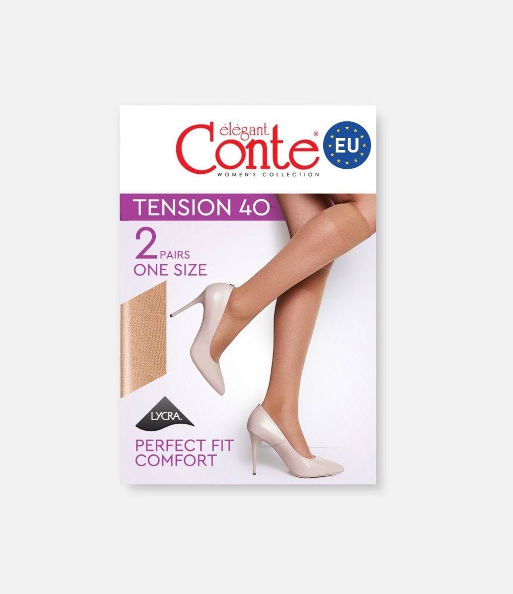 Женские гольфы Conte TENSION 40 Den 2 пары, размер 23-25 , Natural