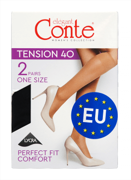 Жіночі гольфи Conte TENSION 40 Den, 2 пари, розмір 23–25,  Nero фото 1
