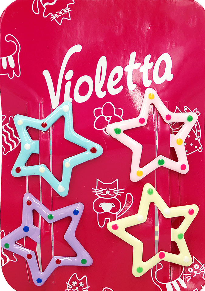 Набір шпильки-хлопавки Violetta дитячий для волосся у формі зірок 4 шт