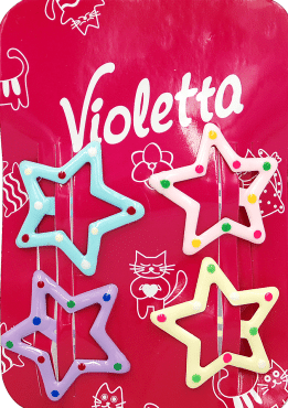 Набор шпильки-хлопушки Violetta детский для волос в форме звезд 4 шт