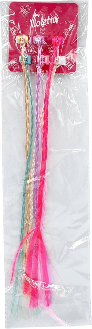 Крабики для волос Violetta детские с разноцветными косичками 6 шт