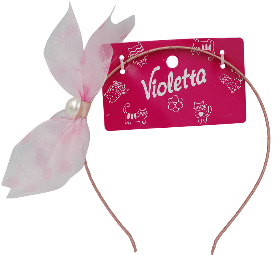 Обідок для волосся дитячий рожевий з бантом Violetta 1 шт