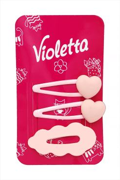 Violetta заколки-хлопушки для волос детские розовые Сердечка, 3шт