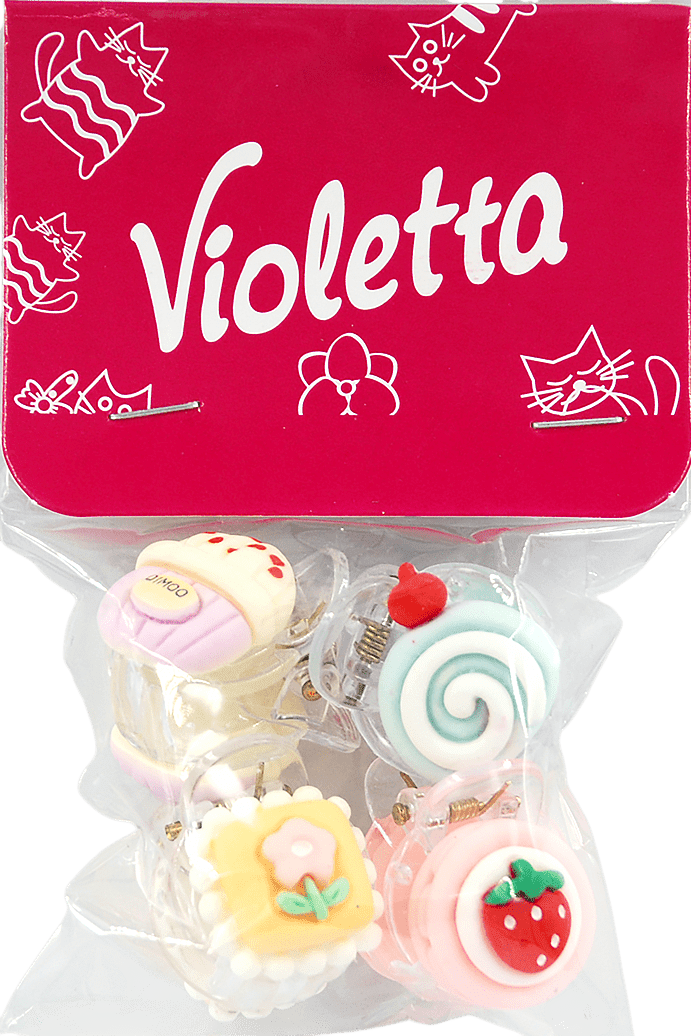 Крабики для волосся дитячі Violetta Тістечка 4 шт