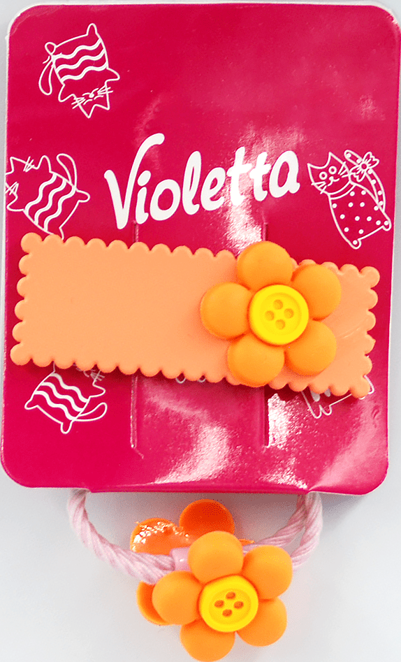 Дитячий набір шпильок для волосся Violetta яскравих з квіточками 1 шт — фото 1