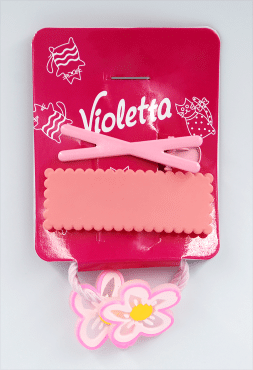 Violetta Ніжний дитячий набір шпильок для волосся в пастельних тонах (2 затискачі+2 гумки) , 1шт фото 1