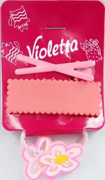 Детский набор шпилек для волос Violetta нежный в пастельных тонах (2 зажима + 2 резинки) 1 шт