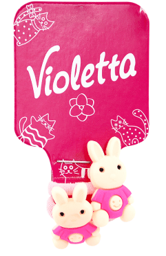 Набір дитячих гумок Violetta  для волосся із зайчиками 2 шт.
