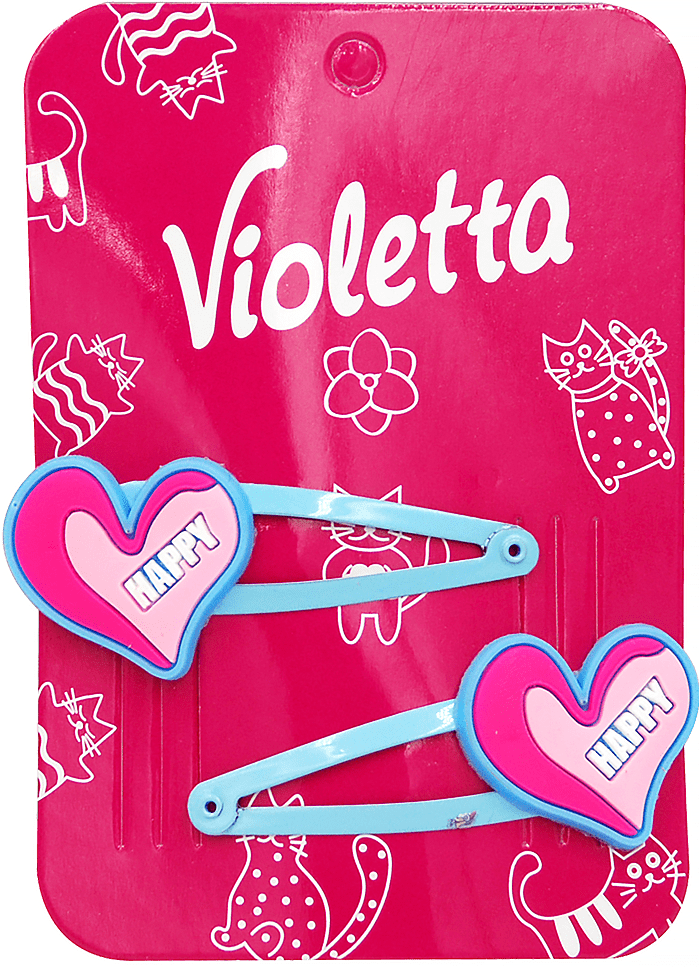 Дитячі заколки-хлопавки Violetta для волосся з сердечками 2 шт. — фото 1
