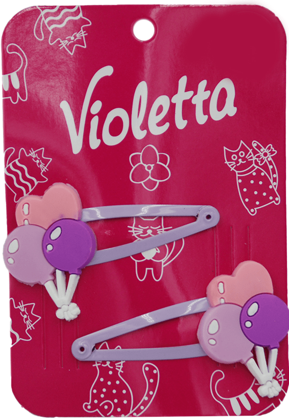 Дитячі заколки-хлопавки для волосся Violetta з прикрасою 2 шт — фото 1