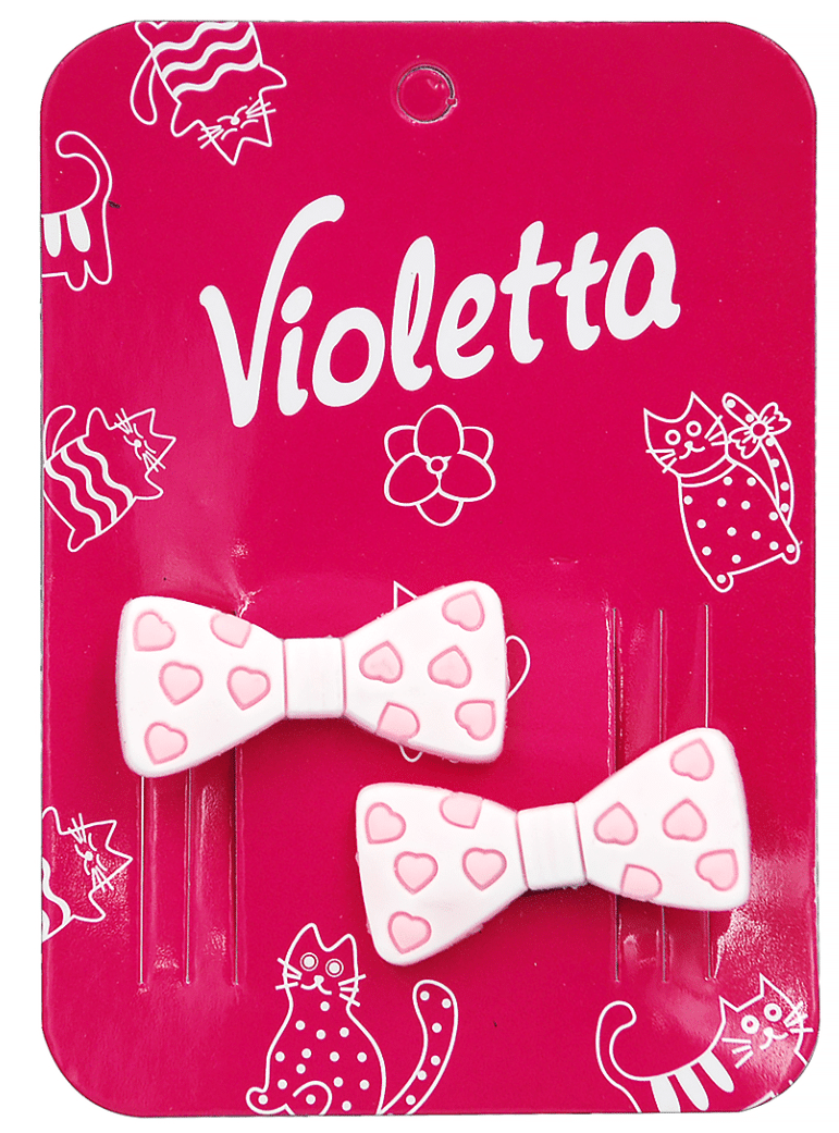 Шпильки-хлопушки Violetta для волосся дитячі з бантиками в горошок 2 шт.