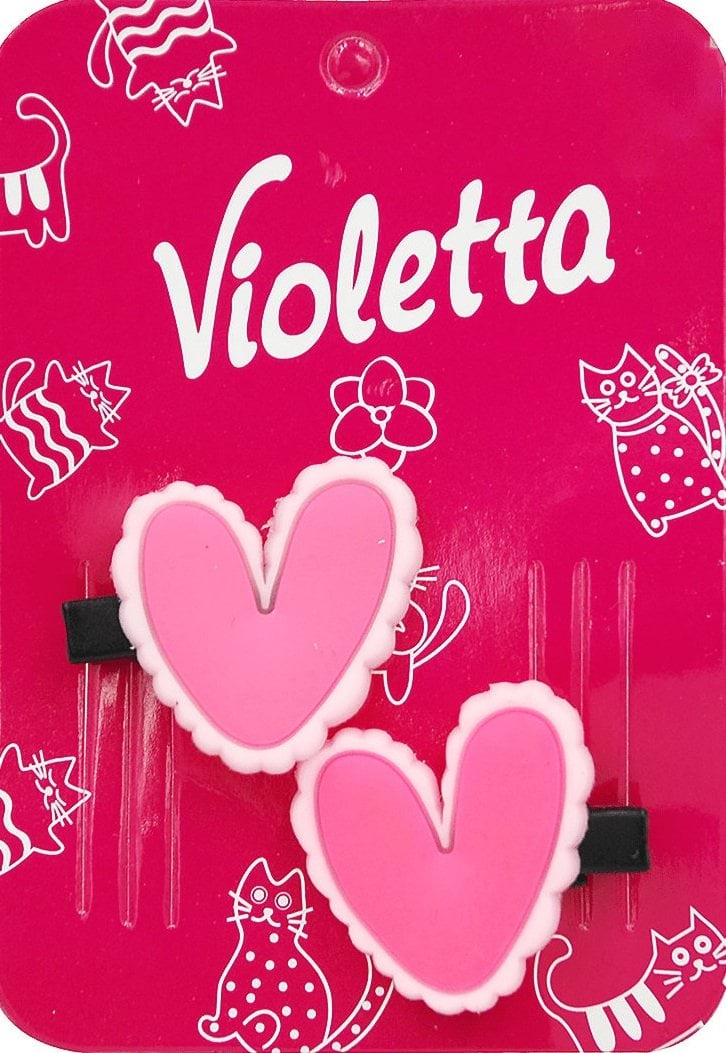 Шпильки Violetta дитячі для волосся прикрашені сердечками 2 шт — фото 1