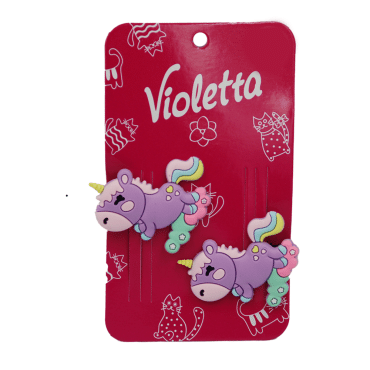 Violetta затиски для волосся дитячі з єдинорогами, 2шт