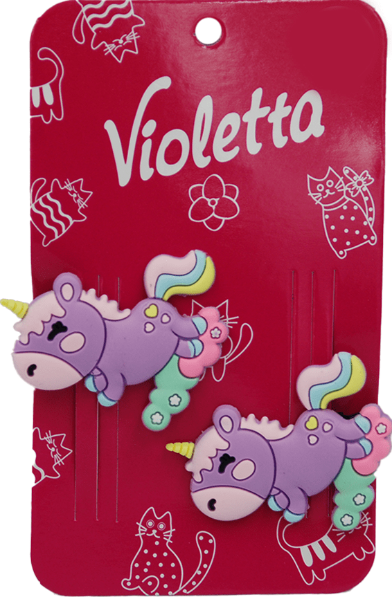 Заколки для волосся Violetta дитячі з єдинорогами 2 шт — фото 1