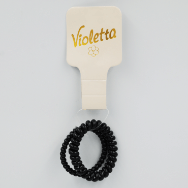 Violetta резинки для волос спираль, черные, 2 шт