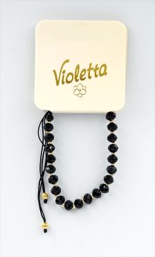 Браслет Violetta черные бусы, 1шт